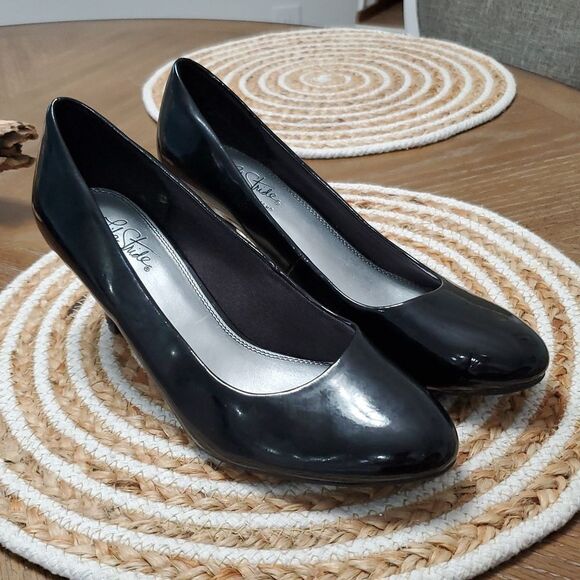 Life Stride patent leather pumps. Black Patent Leather SIZE 10 - Picture 2 of 8